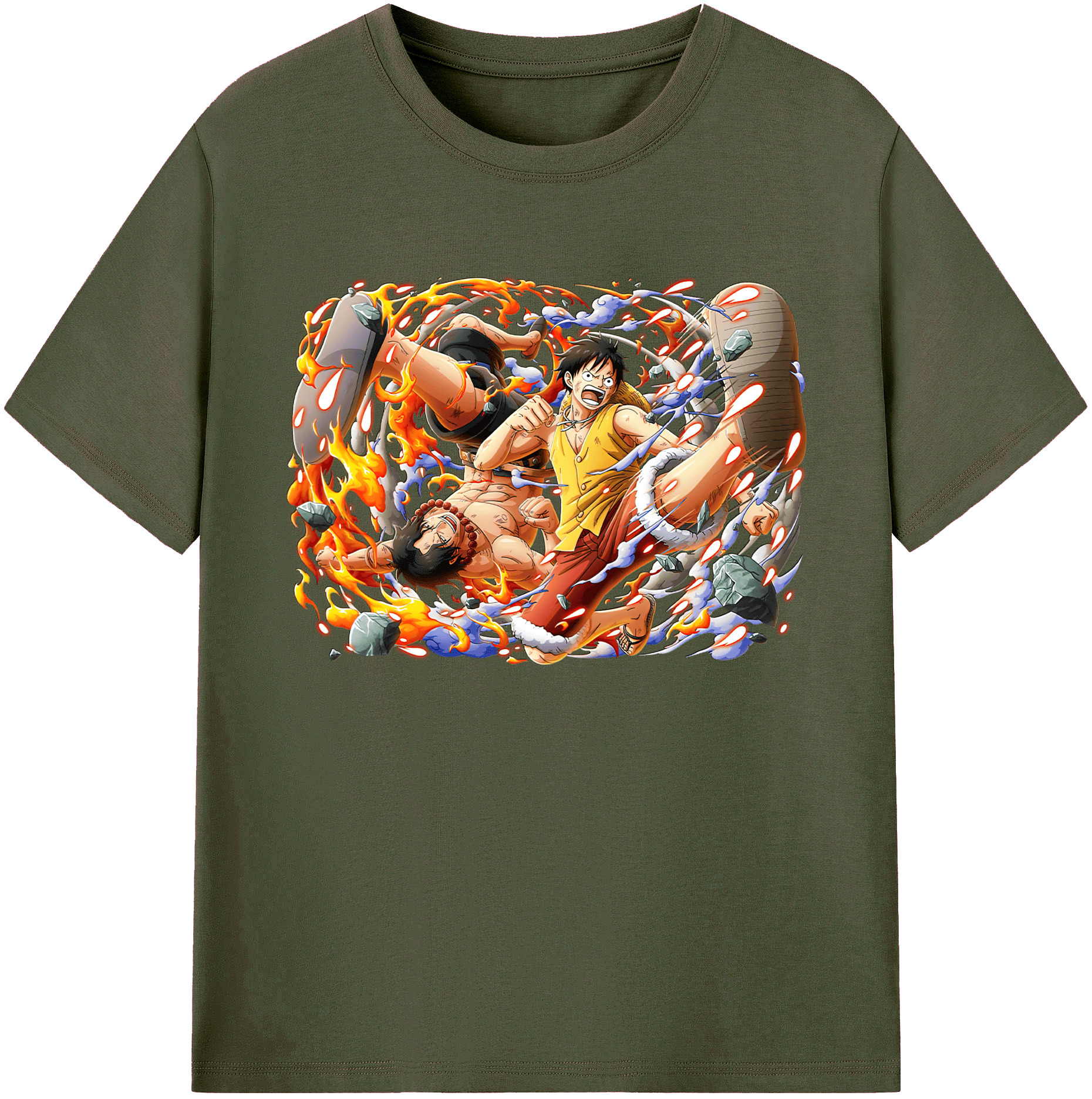 ワンピース モンキー・D・ルフィ ONE PIECE Monkey D. Luffy 綿100％ メンズ半袖Tシャツ｜肌触りやわらか＆通気性